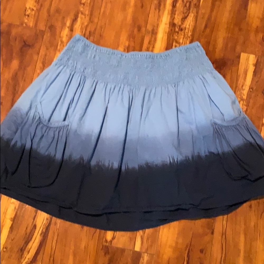 Blue boho Tie-dye elastic waist short skirt